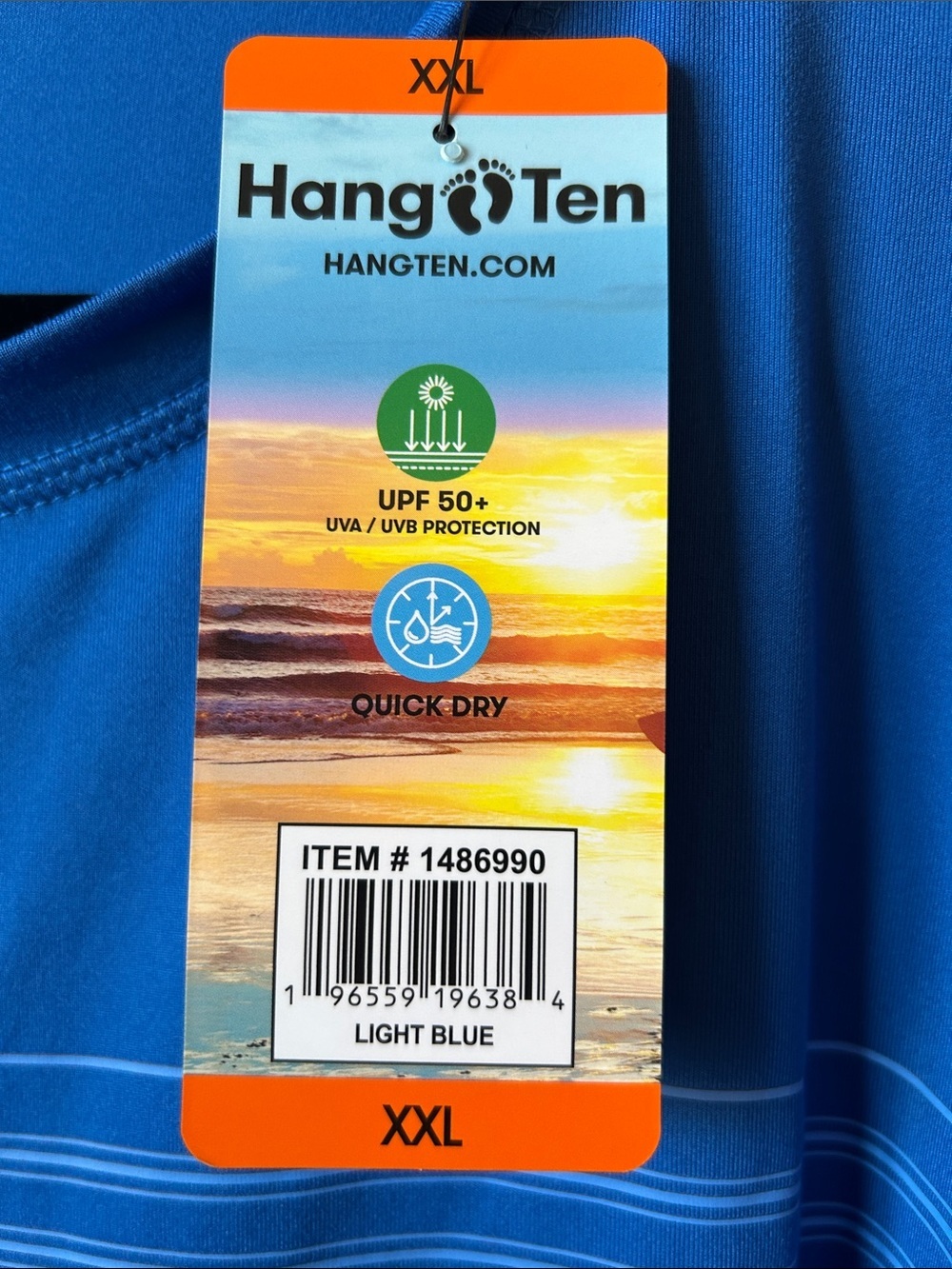 NWT Hang Ten Men's Long-Sleeve Performance Tee in Royal Blue XXL - Picture 7 of 7